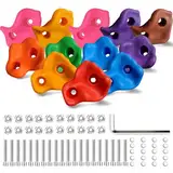 Hyran Klettersteine Kinder Outdoor, 12 Stücke Boulder Griffe, Klettergriffe für Kinder Kletterwand Griffe Mit Befestigungsschrauben für Spielturm Und Kletterwand