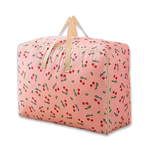 GRSTREE 84 l große Aufbewahrungstasche mit Reißverschlüssen – Taschen für Umzug, Bettwäsche, Unterbett-Aufbewahrungstasche für Bettdecke, Wäsche, Kleidung, Steppdecke (Kirsche)