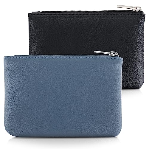 simarro 2 Stück Kleines Portemonnaie Damen, Leder Mini Geldbörse Klein Portemonnaie Coin Purse Münzgeldbörse Münzbeutel Schlüsseletui Woman Wallet Mini Geldbeutel für Damen (Schwarz Blau)