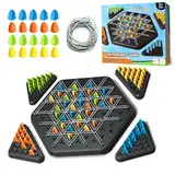 Triggle Spiel mit Gummibänder, Brain Games Triggle, Kettendreieck Schachspiel, Triggle Board Game, Chain Board Chess Desktop Puzzle Interactive Brain Teaser, Dreiecksschach-Brettspiel für 2-4 Personen