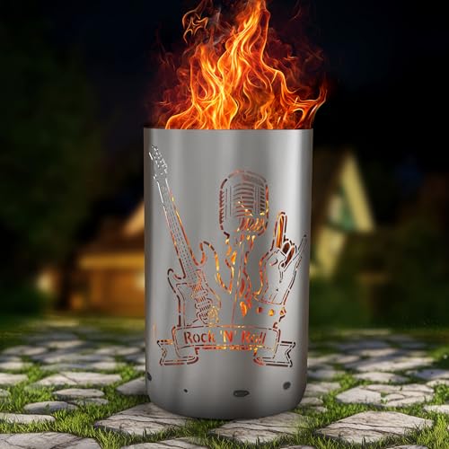 TiKo-Design Feuertonne/Feuerkorb mit Motiv – Lagerfeuertonne, Feuerkorb Rock n Roll – Verleihen Sie Ihrem Garten EIN besonderes Ambiente für unvergessliche Abende