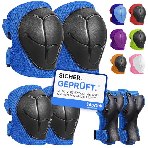 iMoebel Schonerset 6er Protektoren Schützer Set, Inliner Schutzausrüstung Protektorenset Kinder, Knieschoner Ellenbogenschoner Handschoner Verstellbar für Skaten Roller Skateboard