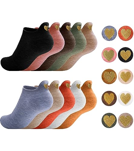 Sporzin Socken Damen 35-38 Sneaker Socken Damen 39-42 Lustige Socken 10 Paar Bunte Socken Damen Witzige Socken Crazy Socks - Smiley, Herzförmig, Welpen, Tier, Baumwolle