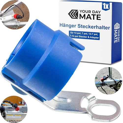 Anhänger Steckerhalter, 1 Stück, in Blau, Hänger Deichsel Halter für 13 pol, 7 pol Stecker, 13-7 pol, 7-13 pol Adapter, Anhängerdeichsel Halterung, Parking Cover Plug, Anhängerstecker Halterung