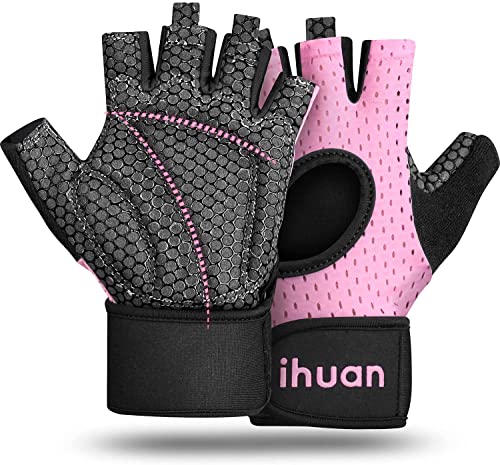 ihuan Atmungsaktive Fitness Handschuhe Herren Damen ​- Trainingshandschuhe Herren, Gym Handschuhe, Sporthandschuhe, Krafttraining, Bodybuilding, Kraftsport & Crossfit Training