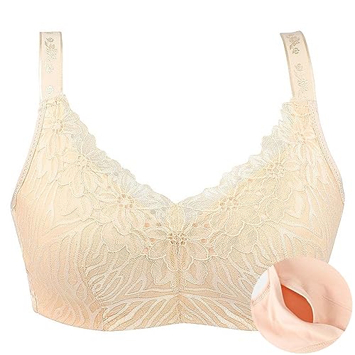 XWSM Baumwoll BH Prothese Taschen-Post-OP-BH for Frauen Mittleren Alters Mastektomie Schlaf Yoga Alltags BH-Oberteil Unterwäsche Büstenhalter (Color : Beige, Size : 85/38C)