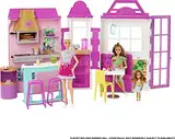 Barbie HGP59 - Cook'n Grill Restaurant Spielset, mit Köchin Puppe, Freundin und kleinem Mädchen, aufklappbar, Spielzeug ab 3 Jahren