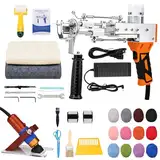 ZOWWFAST Teppich-Tufting-Pistole mit Teppich-Trimmer-Kit, Tufting Gun Set mit Digitaler Geschwindigkeitsanzeige, Tufting Maschine mit Tufting-Tuch|Garn |KitWalze|Bürste|Schaber |Stampfer (Orange)