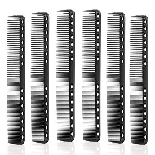 6 Stück Friseur Kamm Männer Haarkamm Bruchfester Premium Carbon Kamm Herren Damen, Antistatischer Kamm Multifunktionaler Haarschneidekamm Styling Kamm Breiter Zahnkamm+Feine Zahnung,18cm