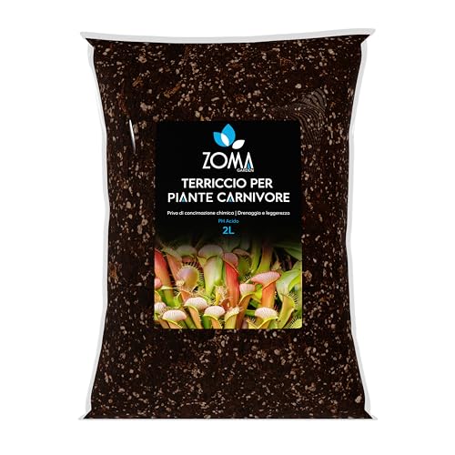Zoma Premium fleischfressende Pflanzensubstrat, fleischfressende Pflanzenerde mit reinem, bereits hydratisiertem Torf, expandiertem Perlit, Bark, chilenischem Sphagnum und Quarzit – Packung mit 2