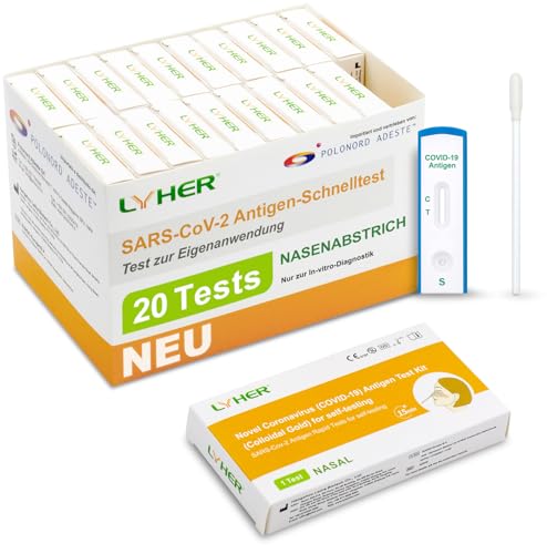 Adeste – NEU 20 x 1er Corona Schnelltest für Zuhause COVID 19 Antigen Rapid Test Swab Selbsttest. Geprüft für alle neuen 2024 Varianten