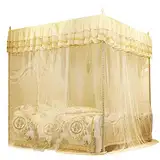 WPKD BLUEIY Luxuriöses Prinzessinnen Moskitonetz, DREI Seitliche Öffnungen Himmelbettvorhänge Elegantes Moskitonetz für Bett, Erwachsene, Zuhause, Schlafsaal, Gelb (180 * 200 * 200)