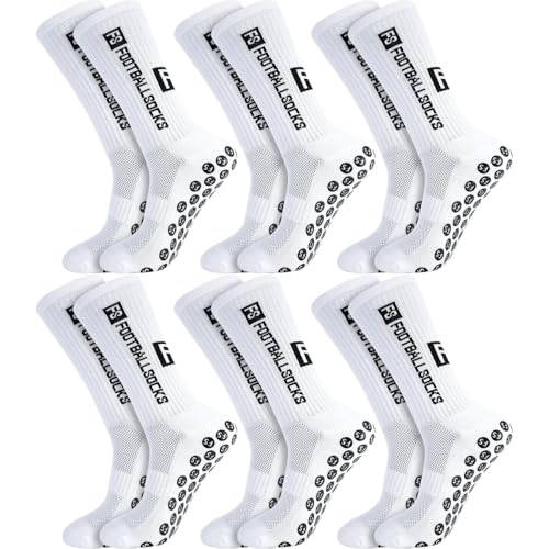 Athlix 6 Paar Fußball Socken, Sportsocken 38-46 Anti Rutsch Grip Fussball Socken Rutschfeste Fußballsocken für Herren Damen Fussball Basketball Laufen Radfahren