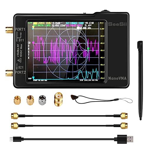 Seesii Nanovna-H Antennenanalysator, 2,8'' Vektor Netzwerk Analysator 10KHz-1,5GHz MF HF VHF UHF Messung von S-Parametern, Spannungs-Stehwellen-Verhältnis, Phase, Unterstützung SD-Karte