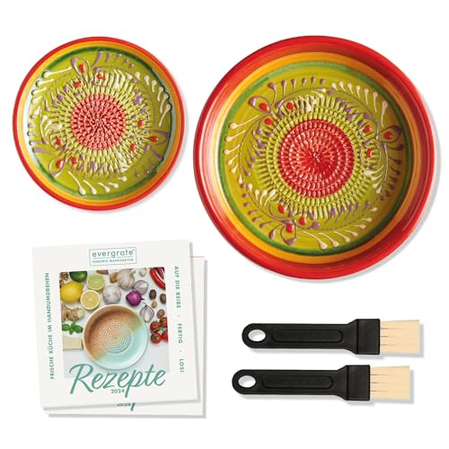 evergrate Geniales Duo: Tellerreibe + Dipschale Motiv Diego mit 2 Küchenpinsel und 2 Rezepthefte
