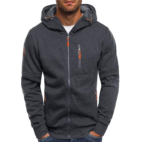 Beokeuioe Kapuzenpullover mit Reißverschluss Herren Hoodie Sweatjacke Male Classic Pullover mit Kapuze Einfarbig Sweatshirt Basic Sportjacke Slim Fit Cardigan Jacke Hoody Winter