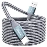 USB C kabel 3 M,USB Type C Charger Cable Nylon-Braided Data Sync Cord for PS5 Controller,PS5 DualSense Xbox Series X/S Controller,Sony,Samsung Galaxy S20 S21,Nintendo Switch（Grey）