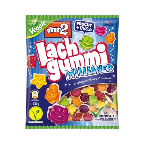 nimm2 Lachgummi Millianer – 1 x 250g – Vegetarisches Fruchtgummi mit Fruchtsaft, Vitaminen und Milch