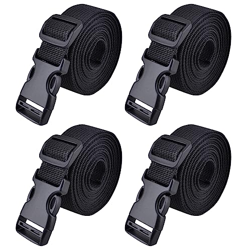 TRIWONDER 25mm Schwarz Nylon Gurtband mit Verstellbare Schnallen, 4 Stück (Schwarz - 1.5m)