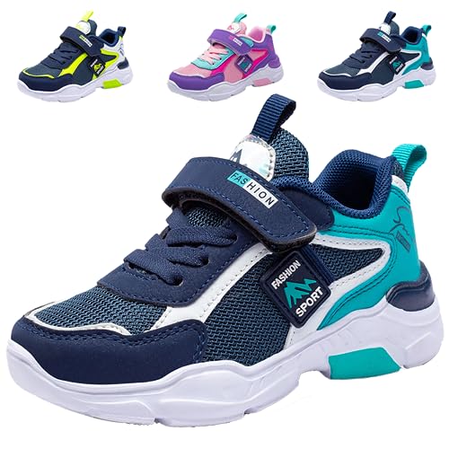 PHMNZIP Laufschuhe Jungen 31 Turnschuhe Sneaker Kinderschuhe Mädchen Sportschuhe Schuhe Leicht Kinder Hallenschuhe Outdoor Atmungsaktiv Fitnessschuhe Basketballschuhe Walkingschuhe Jungenschuhe Blau