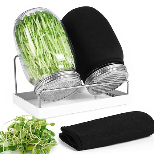 TEDOLATE Sprossen Keimglas, Sprouting Jar zum Sprossen Züchten Sprossenzucht, Sprossenglas Keimglas Set, Keimglas für Sprossen Zucht, Keimschale, Microgreens (Rostfreier Stahl)