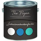 The Flynn 2-K Schwimmbeckenfarbe GFK/Kunststoff/Polyester mit Härter Poolfarbe in Blau Weiß Grün Grau Anthrazitgrau Lichtgrau Seegrün Farbauswahl Schwimmbad-Beschichtung Teichfarbe (1 L, Blau)