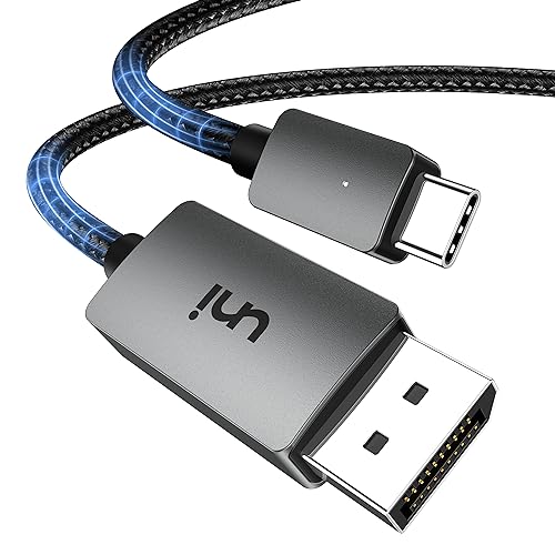 uni USB C Displayport 1.4 Kabel [8K@60Hz,4K@144Hz, 2K@240Hz, 5K@120Hz, 32.4Gbps] Thunderbolt 3/4 auf DP Kabel mit HDR, HBR3, MST, Freesync. Für iPhone 15 Serie, Macbook Pro/Air, iPad Pro, iMac usw.