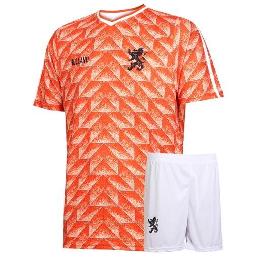 Euro 88 Trikot Set - Niederlande - Orange - Kinder und Erwachsene - Jungen - Fußball Trikot - Fussball Geschenke - Sport t Shirt - Sportbekleidung - Größe L