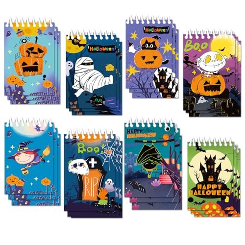 ZALAON Mini Notepads Halloween，24 Stücke Halloween Notepads Notizbuch kinder kann zum Aufzeichnen aller Arten von Informationen als Memo oder als Geschenk für Kinder werden