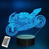 YuanDian 3D-Motorradlampe, Motorrad-Nachtlicht 16 Farben ändern sich mit Fernbedienung und Timer Weihnachtsgeburtstagsgeschenke für Jungen