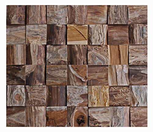 HO-013-1 Teakholz Modul Wandverkleidung Holz Wandverblender Wanddekoration Wand-Design Wall Wood Panel - Fliesen Lager Verkauf Stein-Mosaik Herne NRW