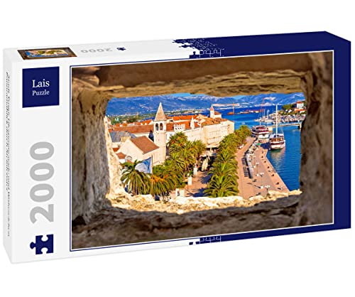 Lais Puzzle Stadt Trogir Uferpromenade und Wahrzeichen Panoramablick durch Steinfenster 2000 Teile
