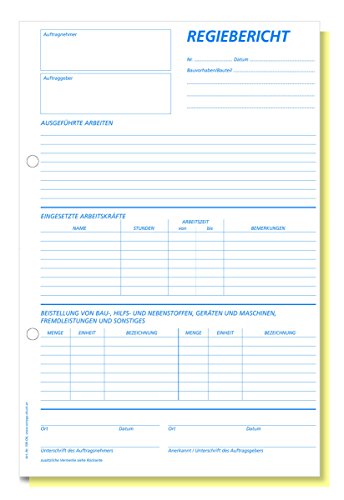 Omega Druck Regiebericht 708 OK, selbstdurchschreibend, A4 hoch, 2 x 50 Blatt, weiß/gelb