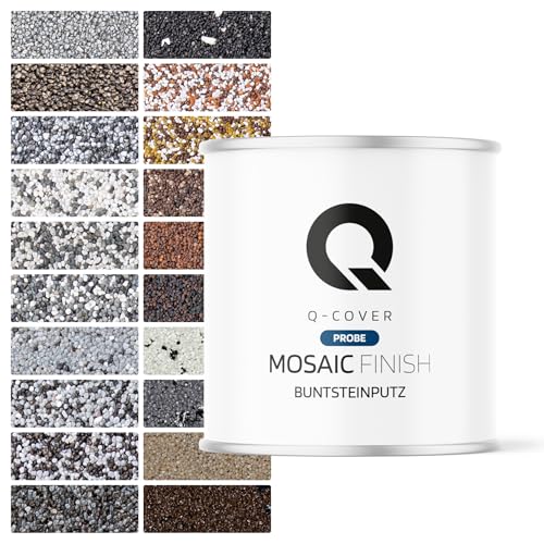 Q-COVER Buntsteinputz Tester Flüssige Farbprobe 2,5 kg Putzprobe Sockelputz Mosaikputz Dekorativputz