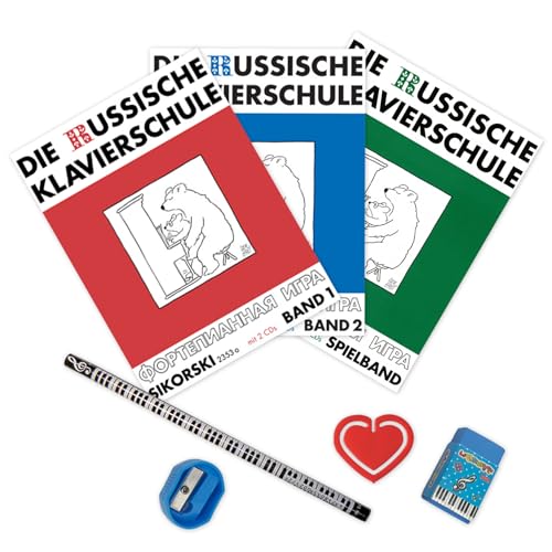 Die Russische Klavierschule Band 1 + Band 2 und Spielband (Starterset Mit CDs) - Klavier spielen lernen, Unterrichtswerk Deutsche Ausgabe SIK2353a + SIK 2354a + SIK 2379a - Komplettsets