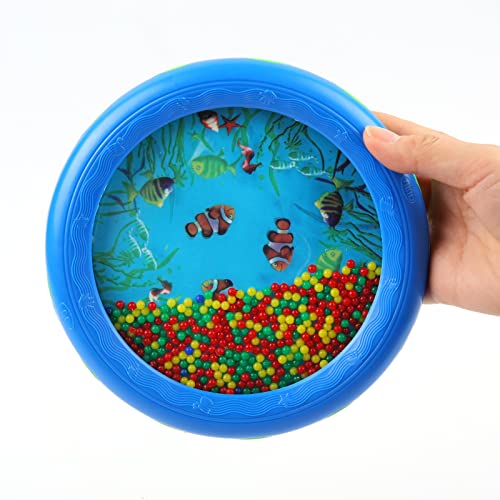 Ocean Drum Wave Perle Trommel sanfter Meeressound Musik Geschenk musikalisches pädagogisches Werkzeug für Kinder Kind Baby (Blau)