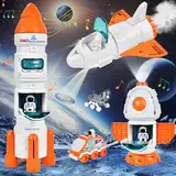 Aragallant Space Raketen Spielzeug für Kinder, Space Shuttle Spielzeug für Kinder 3 4 5 6 7 8 Jahre, Space Shuttle Rakete Raketenwerfer Projektionslampe, Weltraumspielzeug Geschenk für Jungen Mädchen