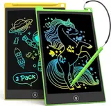 LCD Schreibtafel 2 Pack, 8.5 Zoll Tablet für Kinder und Erwachsene, Löschbarer, Wiederverwendbarer Schreib-Zeichenblock, mit Abschließbar Löschen-Taste (Gelb+Grün)