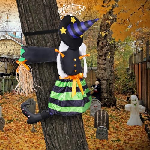 Halloween Deko Garten für Kinder Familie: Lustig Halloween Deko Outdoor Große Abstürzende Hexe - Gartendeko Halloween Hexen für Gartendeko Party Aussen Fenster Terrass Baeume Saeule Auto