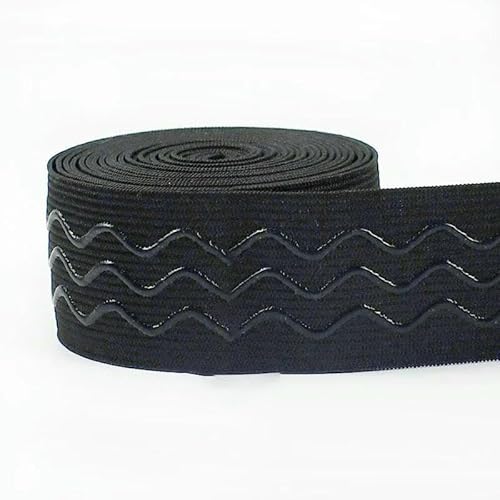 2M/5M/10M 2-4cm rutschfestes Gummiband Wellenförmige Silikonkautschukbänder Gurtband Gürtel DIY Sportkleidung Armband Nähzubehör-Schwarz3-40mm-2Meter