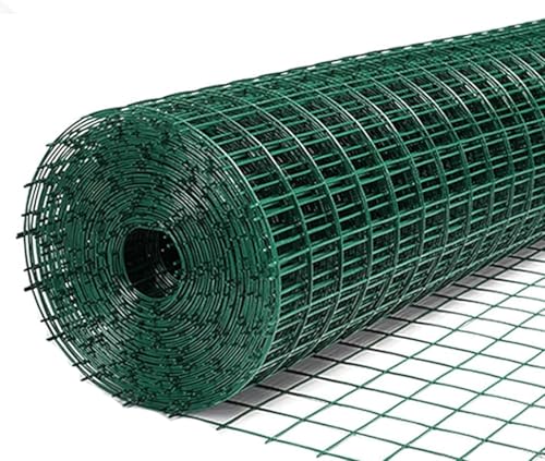 Verzinktes Stabmattenzaun Grün 1mX30m,6 cm Öffnung PVC-beschichtetes Drahtgewebe Maschendrahtzaun Rolle,Gartenzaun Für Tiere Hühner Kaninchen Geflügel Haustiere