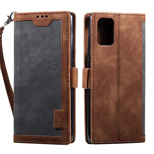 Rnrieyta Miagon Brieftasche Hülle für Samsung Galaxy S24 Ultra,PU Ledertasche Case Cover Handyhülle mit Kartenfach Geld Slot Ständer TPU Bumper Flip Schutzhülle,Grau Braun