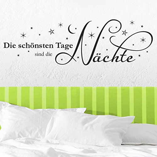 DESIGNSCAPE® Wandtattoo Die schönsten Tage sind die Nächte für's Schlafzimmer | Farbe: türkis | Größe: klein (90 x 28 cm)