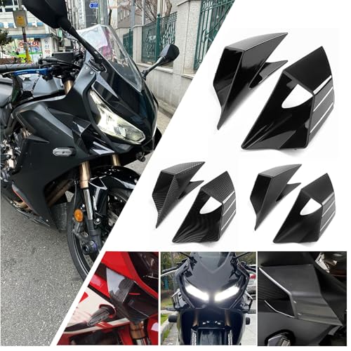 Midimttop Motorrad Aerodynamische Verkleidung Winglet ABS Spoiler Seite Spoiler Zubehör fit for HO&N&DA CBR650R CBR 650R CBR 650 R Zubehör 2019-2023 (Kohlefaser-Look)