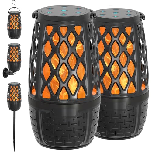 Viiwuu Outdoor Bluetooth Speaker with Light, Decor, Tech Gadget Cool Stuff, Sync up to 100 Wireless Portable Speaker with Wall Mount/Stake/Hook, Waterproof for Patio/Yard/Party/Camping, 2 Pack