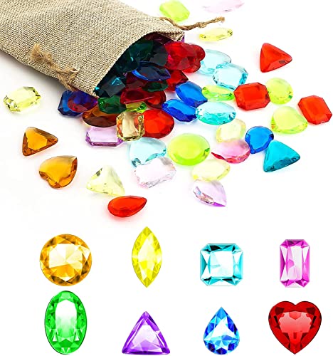 Acryl Diamanten Kinder,Acryl Diamanten,64 Stück Diamanten Bunt Kinder,Diamantkristalle Transparent Edelsteine für Kindergeburtstag, Große Deko-Diamanten für Hochzeit Vasen Tischdeko,Gastgeschenke