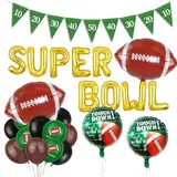 Bluelves XXL American Football Deko,36pcs Super Bowl Deko,NFL Dekoration Party,NFL Super Bowl Folienluftballons 2025,Football Deko NFL,Superbowl Party Deko，"SUPERBOWL",Wimpelkette Touchdown-B