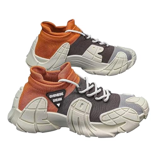 TUDUZ Sportliche Mesh-Sneaker Atmungsaktive Laufschuhe Knöchelhoch Fashion Shoes High-Top Sportschuhe Jugendmode farblich passende Herrenreifen Schuhe White gr 44