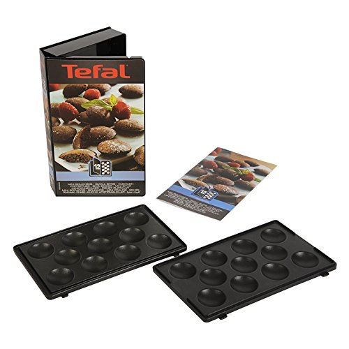 Tefal XA8012 Snack Collection Platte Küchlein/Pofferties Nummer 12 | passend für Tefal SW85XX Snack Collection | Inklusive Rezeptbuch | Schwarz