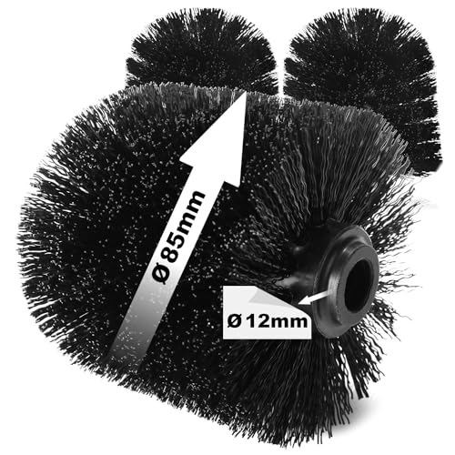 com-four® 3X Ersatz WC Bürstenkopf für Klobürsten - Ersatzbürsten in schwarz für Toilettenbürsten - Austauschklobürstenköpfe (3 Stück - Bürstenkopf 85mm)